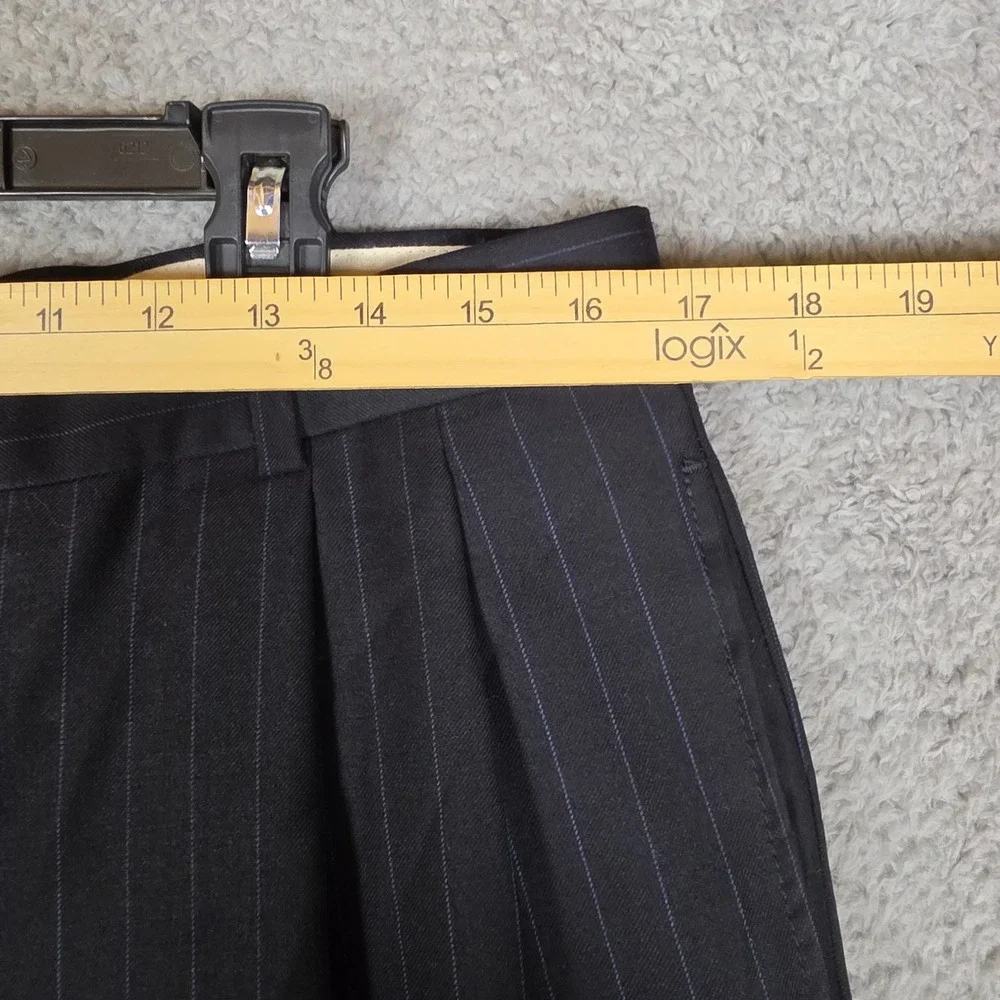 Savile Row Suit Men 40R W34 Navy Blue Two Pieces Pinstripe Pleated Cuffed Wool